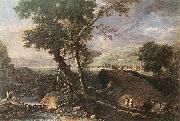 Landscape with River and Figures df RICCI, Marco